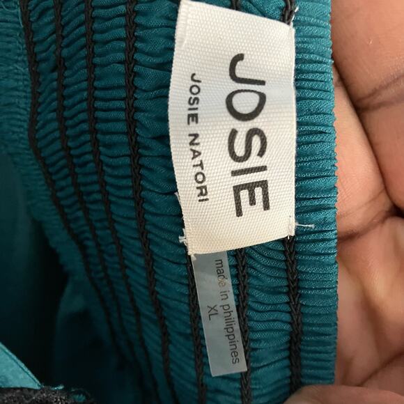 Josie Natori Lingerie Satin Green Lace Trim Chemise Slip Size XL - Picture 6 of 6